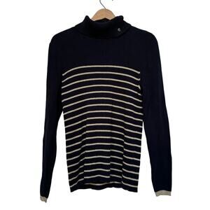 Lauren Ralph Lauren Black Striped Turtleneck Sweater - Size L